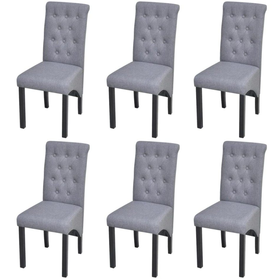 Sillas de comedor 6 unidades tela gris