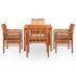 Set comedor de jardín 5 pzas y cojines madera maciza de