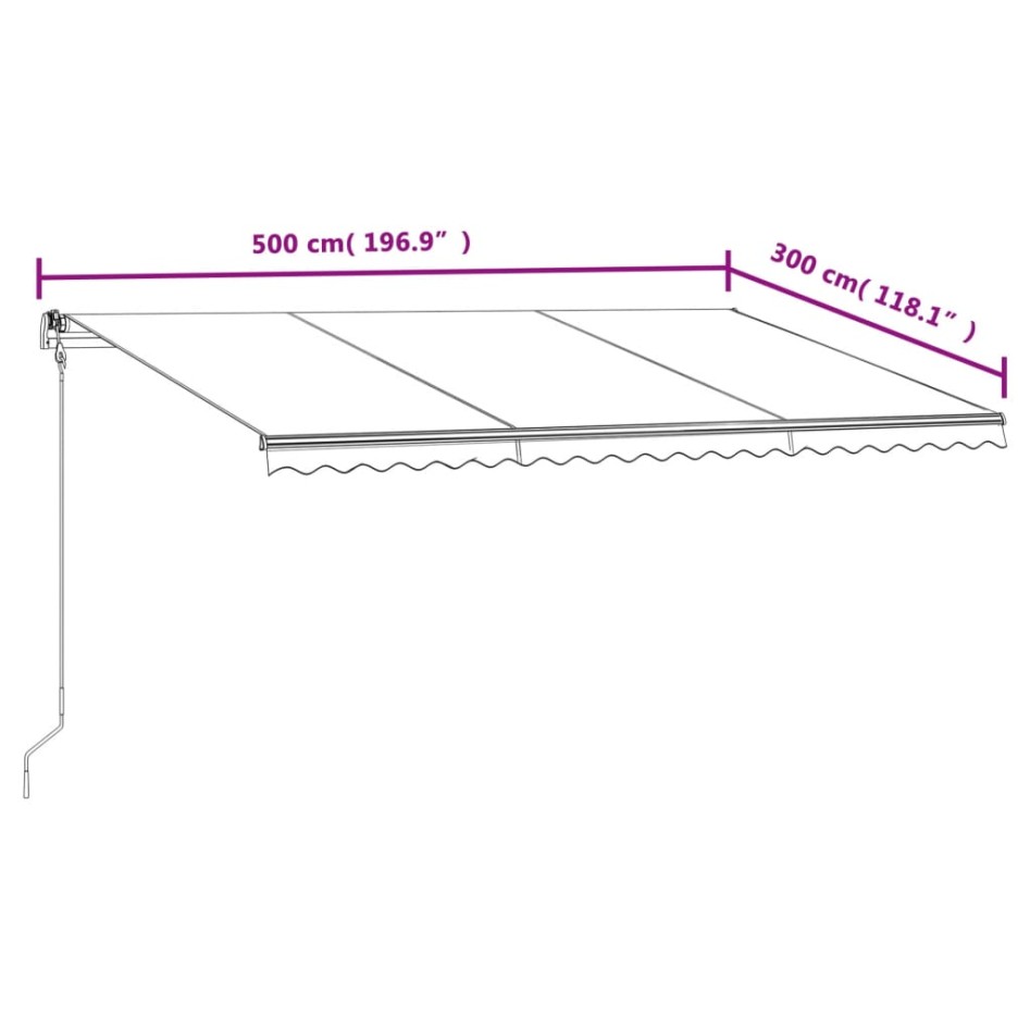 Toldo automático retráctil azul y blanco 500x300