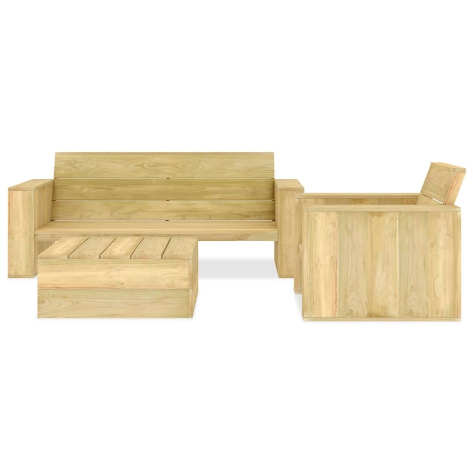 Juego de muebles de jardín 3 piezas madera de pino