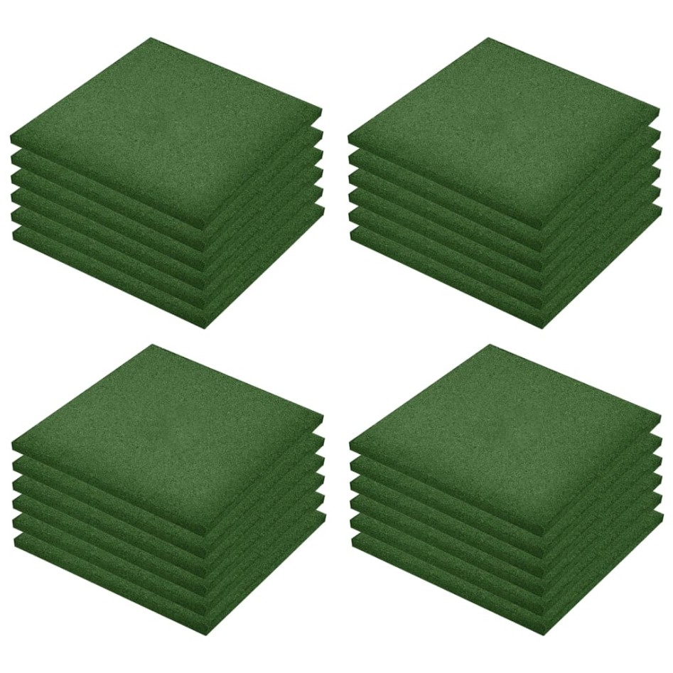 Losetas de goma protección de caídas 24 uds verde 50x50x3