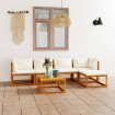 Muebles de jardín 6 pzas cojines crema madera maciza de acacia