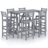 Mesa y sillas de bar de jardín 7 pzas gris madera maciza