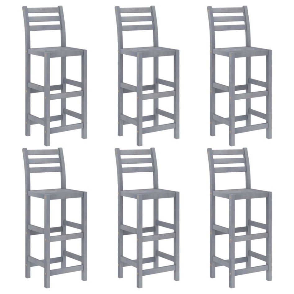 Mesa y sillas de bar de jardín 7 pzas gris madera maciza