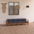 Sofá de jardín 4 plazas con cojín gris oscuro madera de