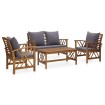 Muebles de jardín 4 piezas con cojines madera maciza de acacia