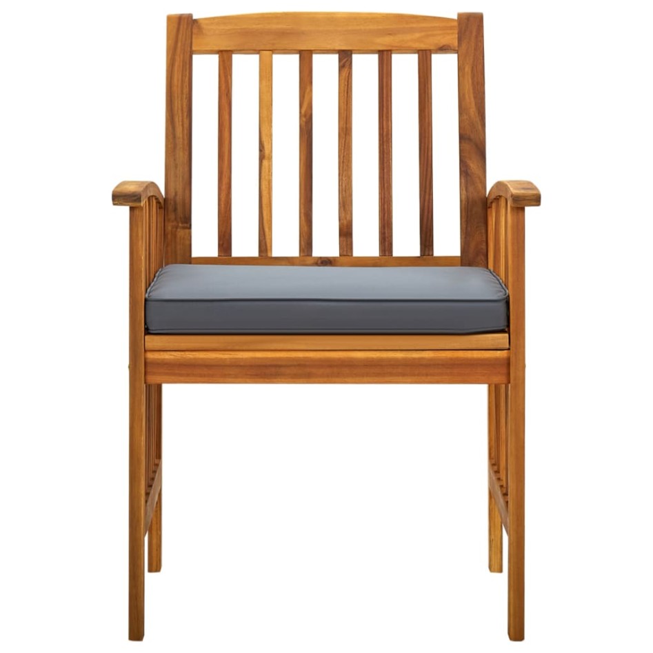 Set comedor de jardín 5 pzas y cojines madera maciza de