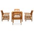 Set comedor de jardín 5 pzas y cojines madera maciza de