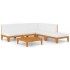Juego muebles de jardín y cojines 6 pzas madera maciza