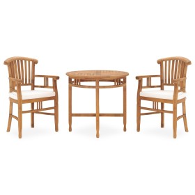 Juego de comedor para jardín 3 pzas teca maciza y