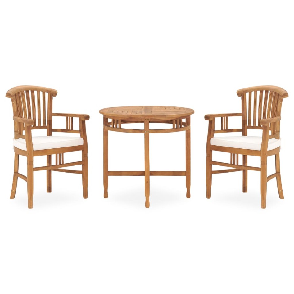 Juego de comedor para jardín 3 pzas teca maciza y