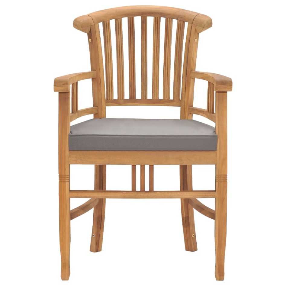 Set de comedor de jardín 3 pzas y cojines madera maciza de