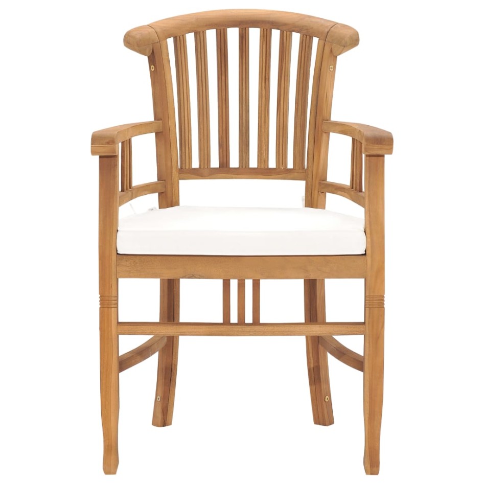 Set de comedor de jardín 3 pzas y cojines madera maciza de