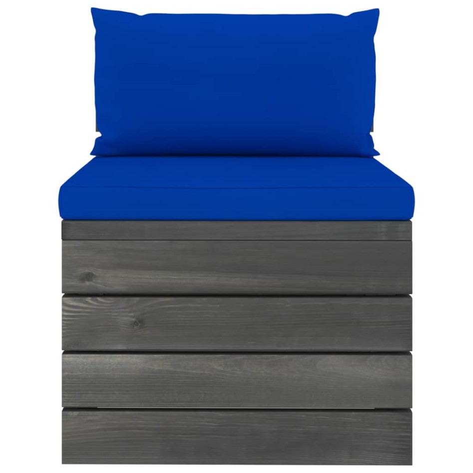 Muebles de palés de jardín 5 piezas cojines madera maciza