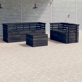 Muebles palets de jardín 6 pzas madera maciza pino gris