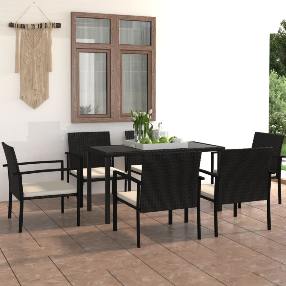 Conjunto de comedor de jardín 7 piezas ratán sintético