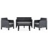 Set de muebles jardín 4 piezas cojines PP ratán gris