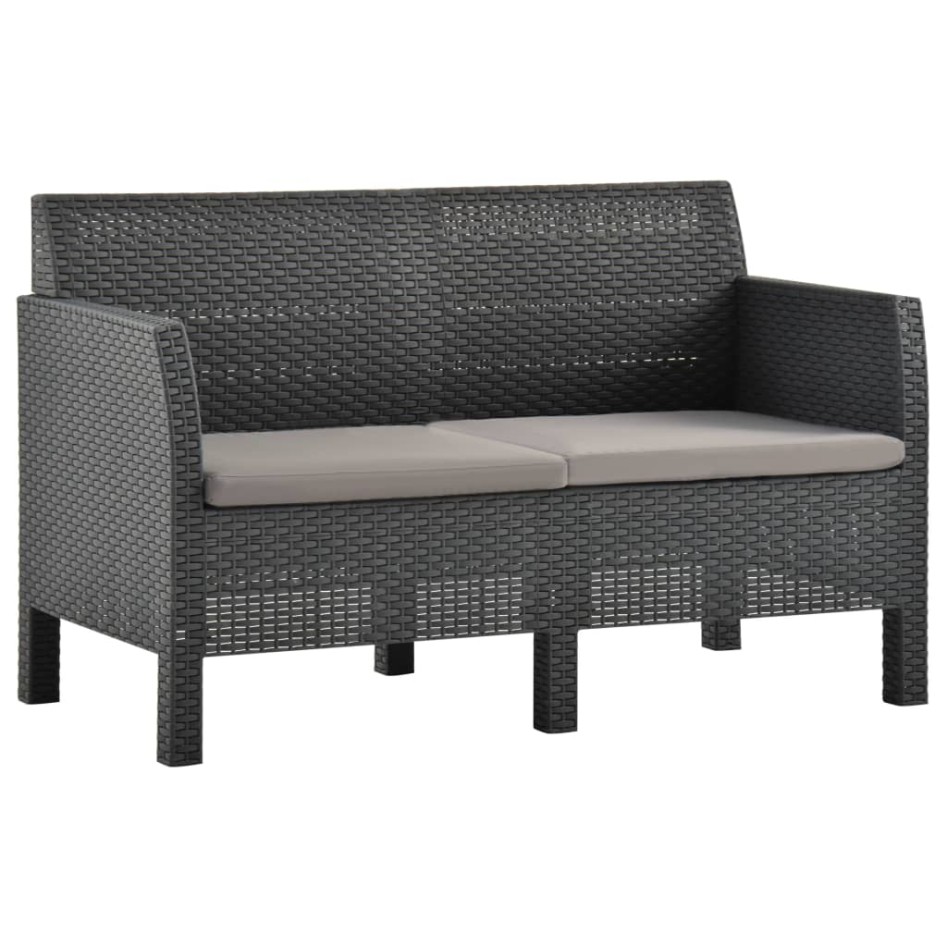 Set de muebles jardín 4 piezas cojines PP ratán gris