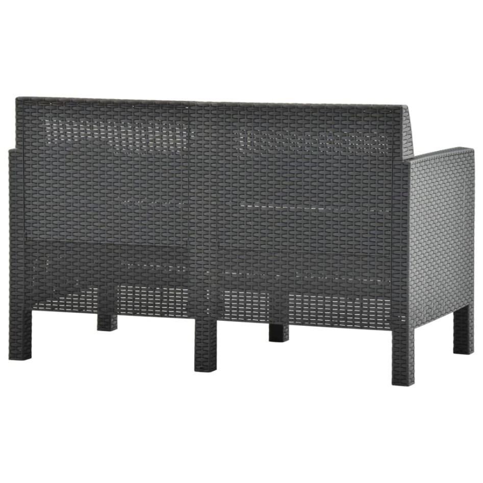 Set de muebles jardín 4 piezas cojines PP ratán gris
