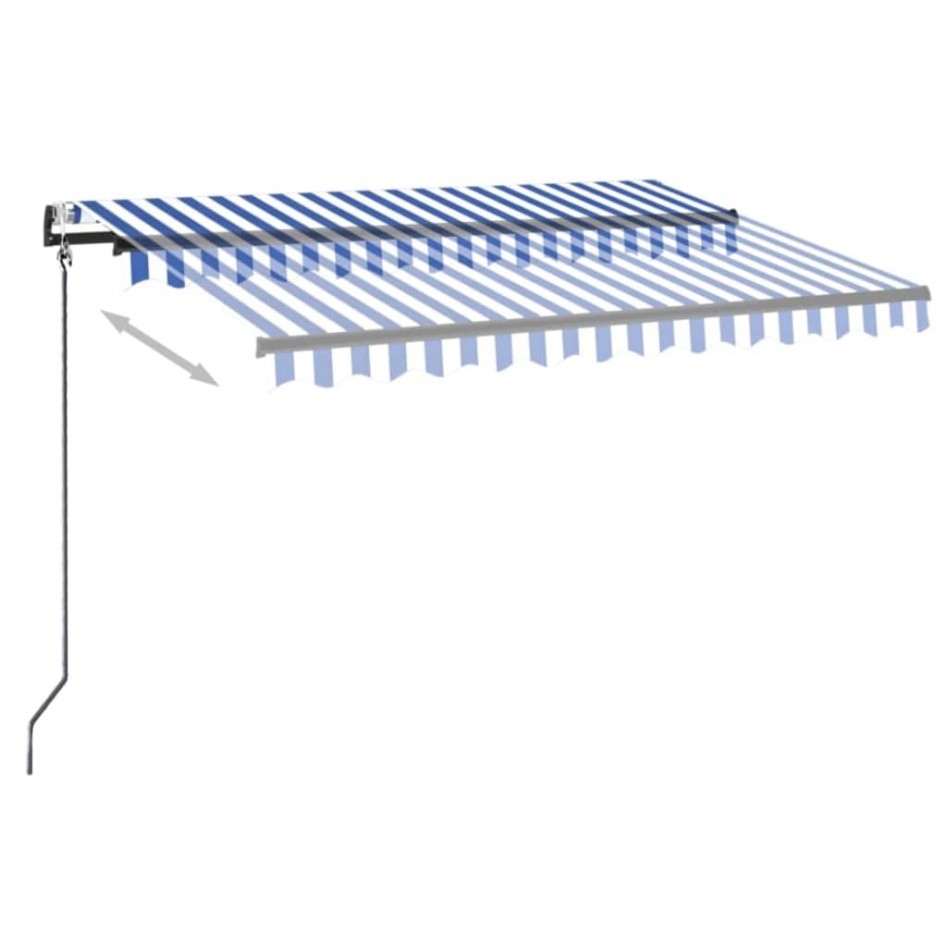 Toldo automático LED sensor de viento azul y blanco 350x250