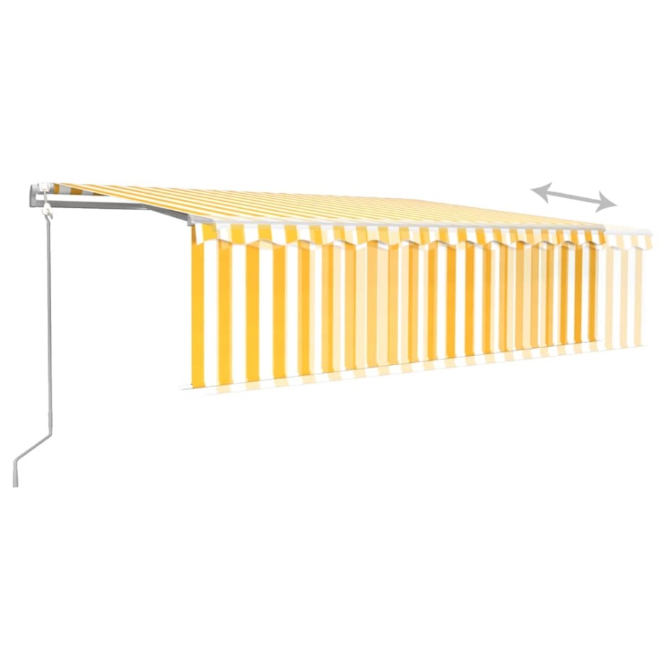 Toldo automático retráctil con persiana amarillo y blanco 5x3