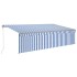 Toldo retráctil automático con persiana azul y blanco 5x3