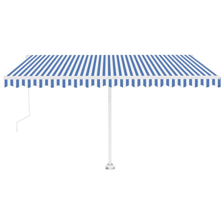 Toldo de pie automático azul y blanco 450x350