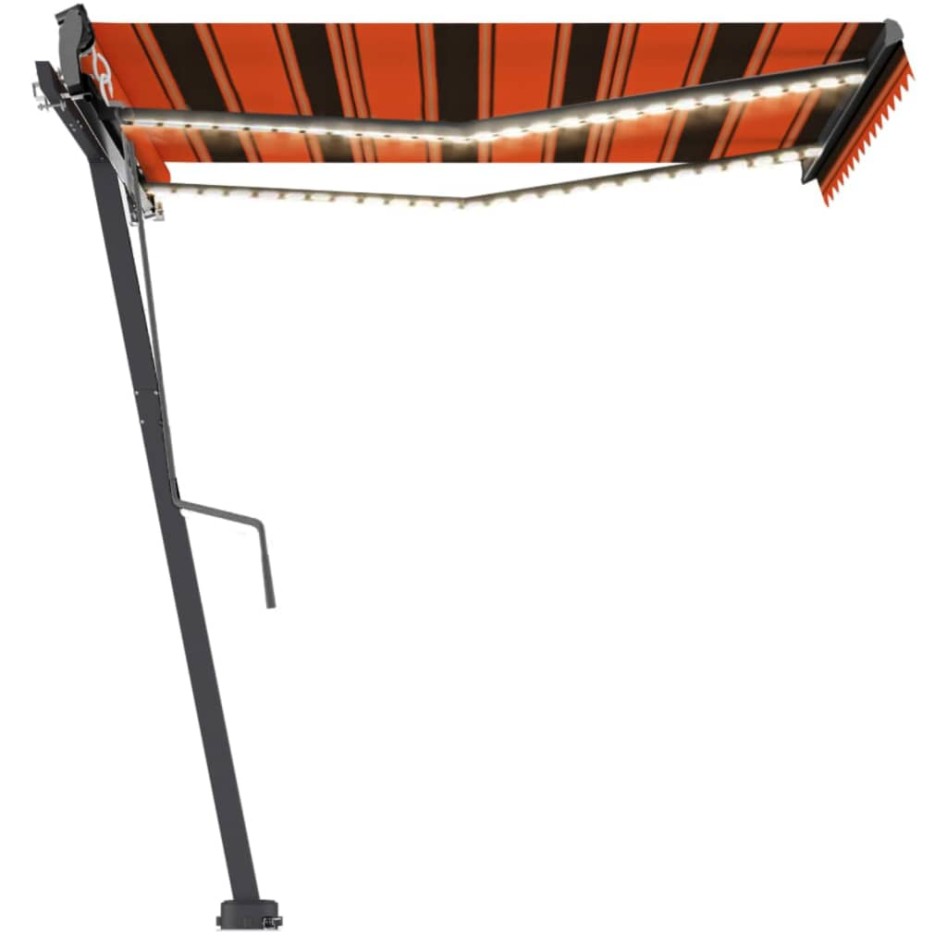 Toldo automático LED sensor de viento naranja marrón 300x250