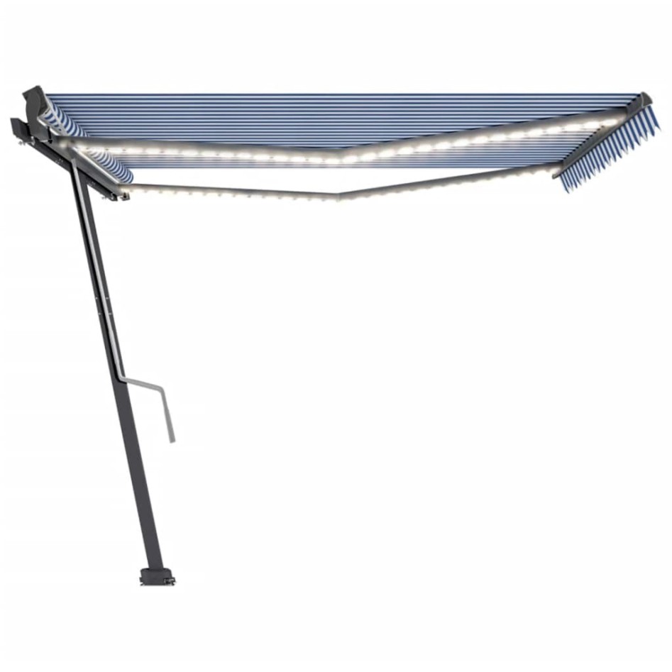 Toldo manual retráctil con LED azul y blanco 400x300