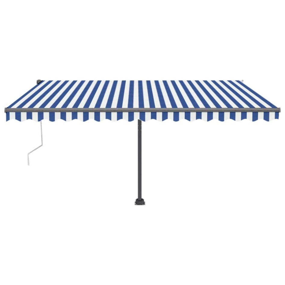 Toldo de pie automático azul y blanco 400x350