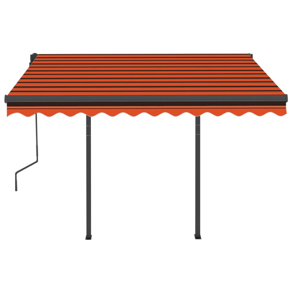 Toldo automático LED sensor de viento naranja y marrón 3x2,5