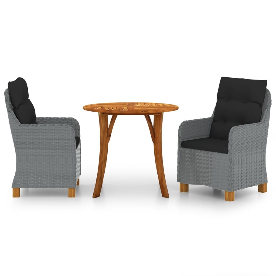 Juego de comedor para jardín 3 piezas gris