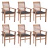 Sillas de comedor 6 uds madera teca con cojines gris