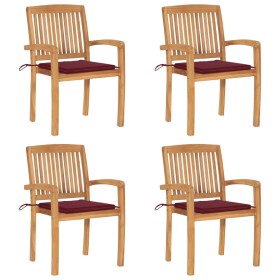 Sillas de jardín apilables 4 uds madera de teca con