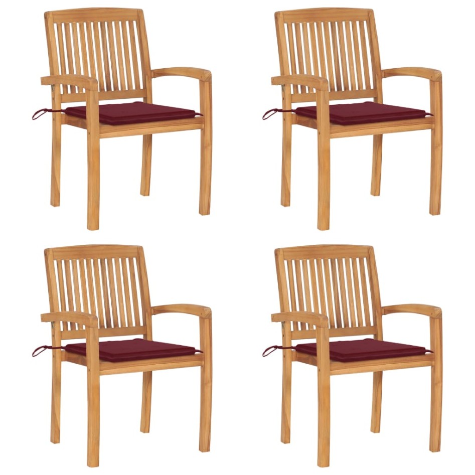 Sillas de jardín apilables 4 uds madera de teca con