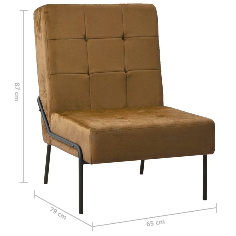Silla de relajación de terciopelo marrón 65x79x87