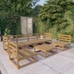 Muebles de jardín 7 piezas marrón miel madera maciza de pino