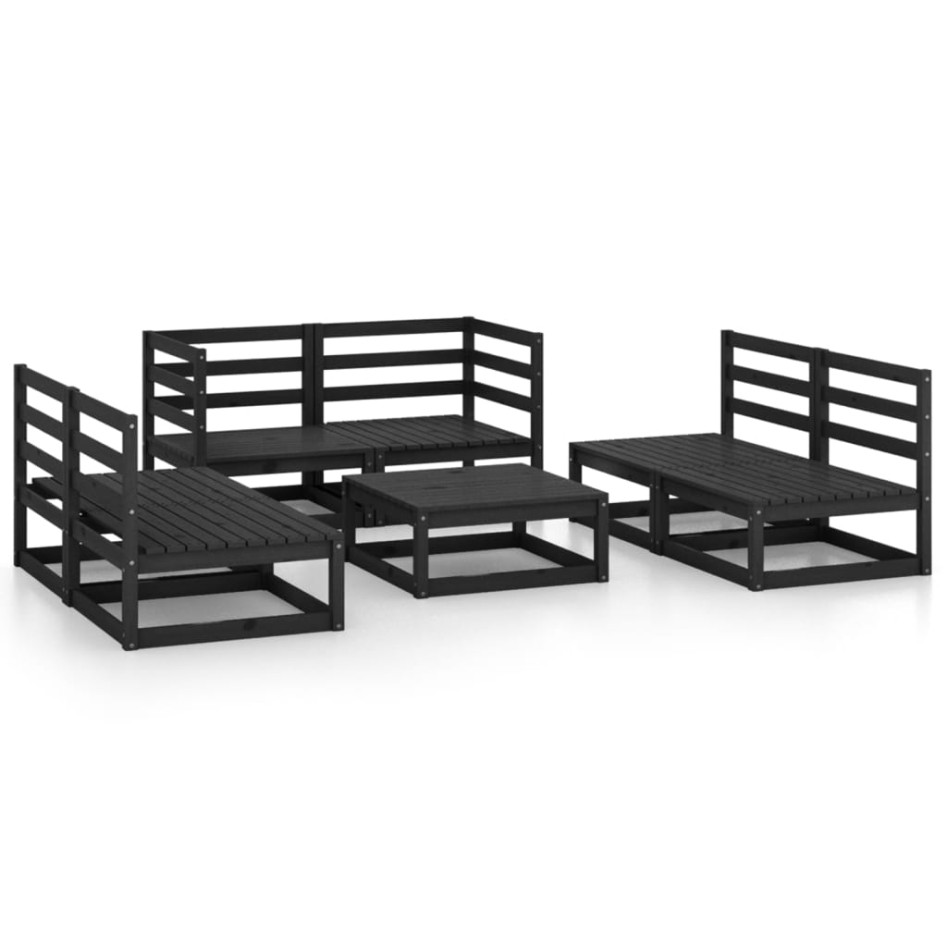 Juego de muebles de jardín 7 piezas negro madera maciza de