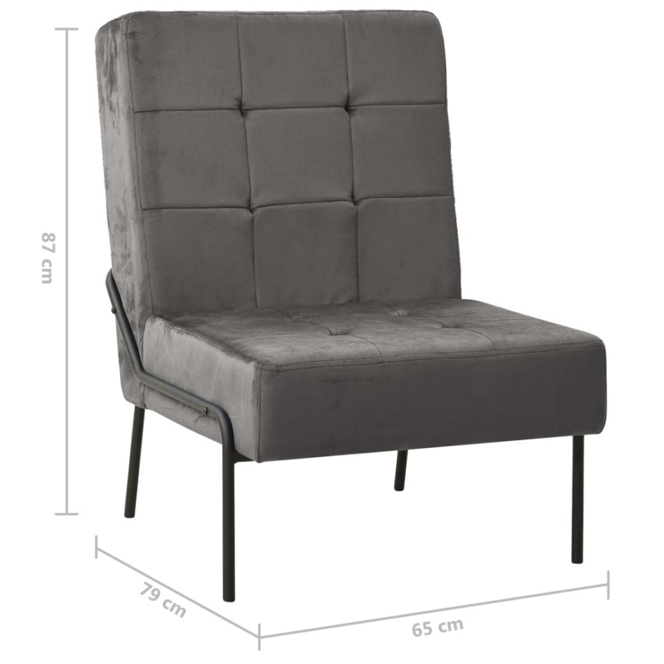 Silla de relajación de terciopelo gris oscuro 65x79x87