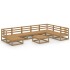 Muebles de jardín 9 pzas y cojines marrón miel madera