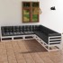 Juego de muebles de jardín 7 pzas y cojines madera pino