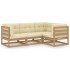 Muebles de jardín 4 piezas con cojines de madera de pino