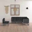 Juego de muebles de jardín 5 pzas y cojines madera pino maciza