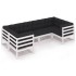 Set muebles jardín 6 pzas con cojines madera maciza pino