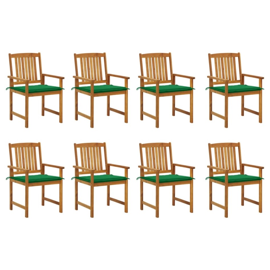 Sillas de jardín con cojines 8 uds madera maciza de
