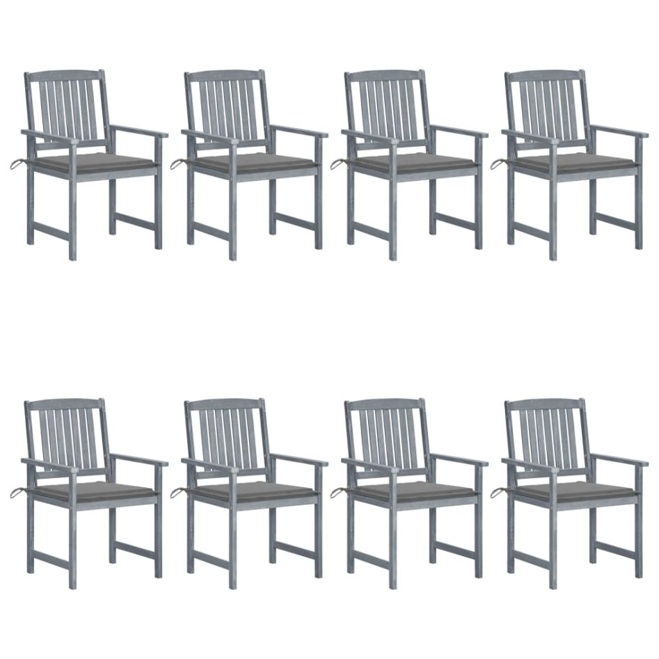 Sillas de jardín con cojines 8 uds madera maciza de acacia