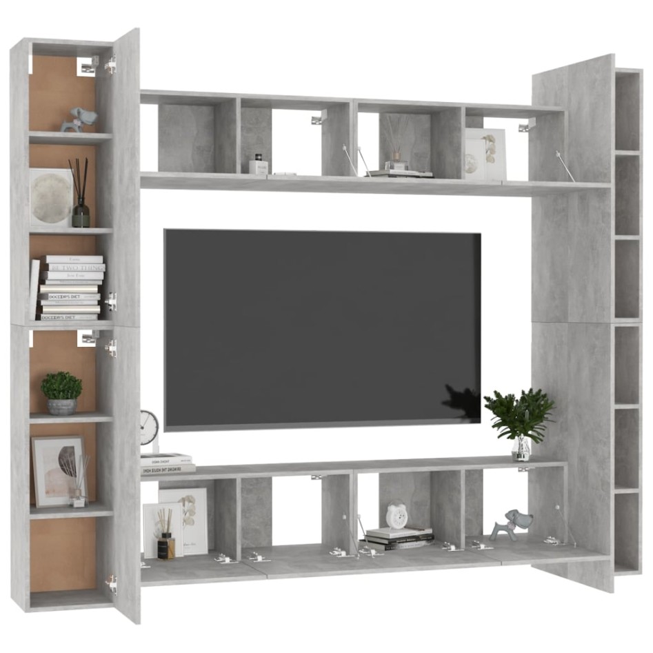 Set de muebles de salón 8 pzas madera ingeniería gris