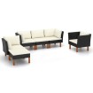 Set muebles de jardín 9 pzas ratán sintético eucalipto negro