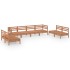 Juego muebles de jardín 8 pzas madera maciza pino marrón