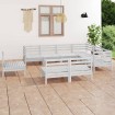 Juego de muebles de jardín 9 piezas madera maciza pino blanco